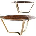 Modern Coffee Table With Wooden Top And Gold Metal Geometric Legs Design
