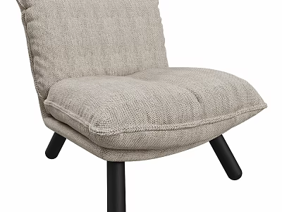 Comfortable Light Gray Upholstered Lounge Chair Featuring Plush Cushion And Black Legs 3d model