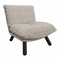Comfortable Light Gray Upholstered Lounge Chair Featuring Plush Cushion And Black Legs