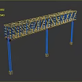 Steel Truss Construction Component With Metal Frame Structure And Support Beams Design 3d model