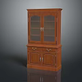 Classic Wooden Wardrobe with Glass Doors Drawer and Lower Cabinet Storage Design