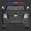 Chevrolet Police Utility Vehicle SUV with Red and Blue Emergency Lights Front Design
