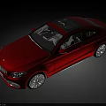 Red Modern Coupe Car With Black Roof Sleek Design And Silver Wheels
