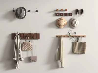 Stylish Wall Hooks Ideal for Hanging Hats Bags and Clothes 3d model