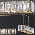 Modern Crystal Chandelier Design With Gold Frame And Rectangular Transparent Crystals 3d model