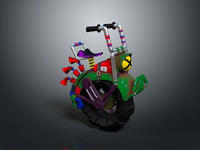 Colorful Toy Motorcycle Assembled From Building Blocks With Fun Design For Kids 3d model