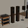 Modern Home Stereo Audio System With Floor Standing Speakers Turntable And Living Room Setup