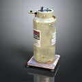 Metal LPG Cylinder On Small Platform With Valves And Safety Labels