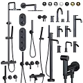 Modern Black Bathroom Faucets With Shower Heads And Control Panels