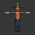 Cartoon Character with Green Hat Long Nose Orange Shirt Blue Pants and Arms Outstretched