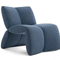 Modern Blue Velvet Leisure Chair With Unique Curved Backrest And Comfortable Design