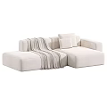Different Colored Modular Sofas With Throw Blanket And Cushions For Interior Design