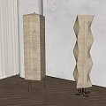 Modern Textured Floor Lamps With Striped And Wavy Designs In Interior Space