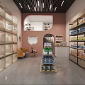 Modern Mall Store Interior With Shelves Displayed Products And Cozy Seating Area