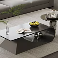 Modern Minimalist Black Coffee Table Set With Marble Side Table For Luxury Living Room Decor