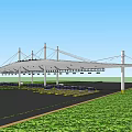 Modern Parking Lot With Large Canopy Structure And Multiple Parking Spaces Near Green Lawns