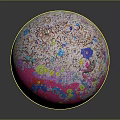 Colorful Sphere With Vibrant Pink Blue Yellow Spots And Artistic Texture