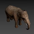 Realistic Brown Elephant With Ivory Tusks And Detailed Textured Skin