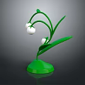 Green Decorative Plant with White Flowers Stems and Leaves on Base
