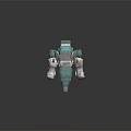 Robotic Character Figure With White And Teal Mechanical Limbs And Armored Body