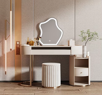 Light Luxury Dressing Table Makeup Chair Combination 3d model
