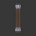 Five Shiny Arrows With Orange Shafts and Blue Arrowheads on Gray Background