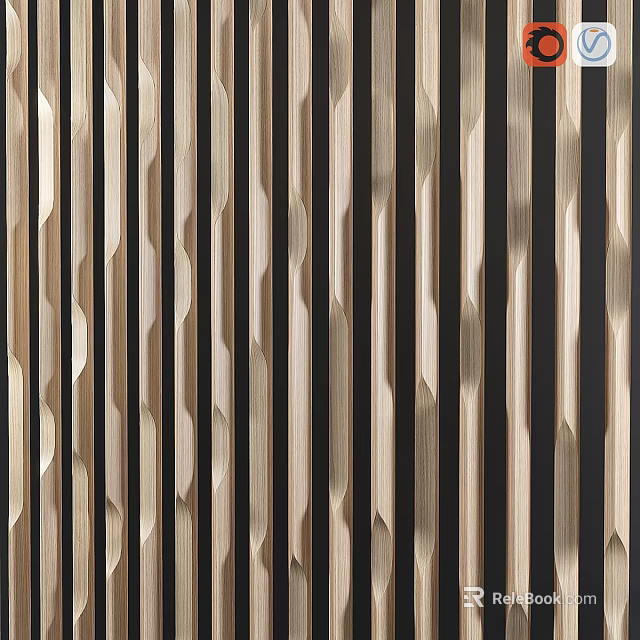 Elegant Modern Wooden Wall With Vertical Slats And Textured Design 3d model 