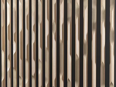 Elegant Modern Wooden Wall With Vertical Slats And Textured Design 3d model