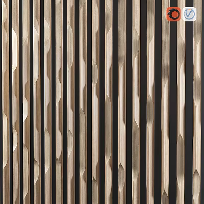 Elegant Modern Wooden Wall With Vertical Slats And Textured Design 3d model