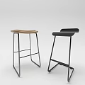 Modern Black And Wooden Bar Stools With Metal Frame Design
