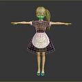 3D Anime Character In Maid Outfit With Silver Hair Ponytail And Arms Outstretched