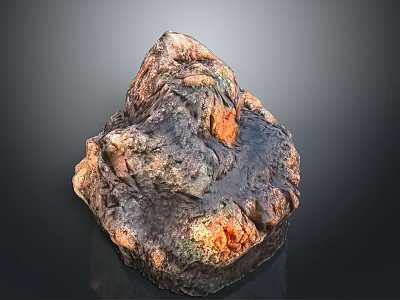 Natural Rock With Colorful Orange Black Brown Hues And Rough Textured Surface 3d model