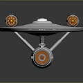 Space Exploration Starship Model With Disc Hull Twin Engines Red Lines And NCC 1701 Markings