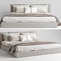 Modern Upholstered Double Bed With Minimalist Neutral Pillows And Blanket Design