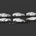 Multi Level Car Transporter Loading White Cars On Upper And Lower Decks 3d model