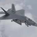 Advanced Modern Stealth Fighter Jet Flying High in Clouds With Visible Cockpit and Gray Body
