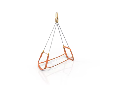 Orange Lifting Sling Design With Metal Chains And Hook For Industrial Use 3d model