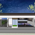 Traditional Chinese Style Entrance Gate With Pedestrian And Vehicle Separation And Green Trees