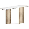 Elegant Modern Table With Cylindrical Golden Legs And White Marble Tabletop 3d model