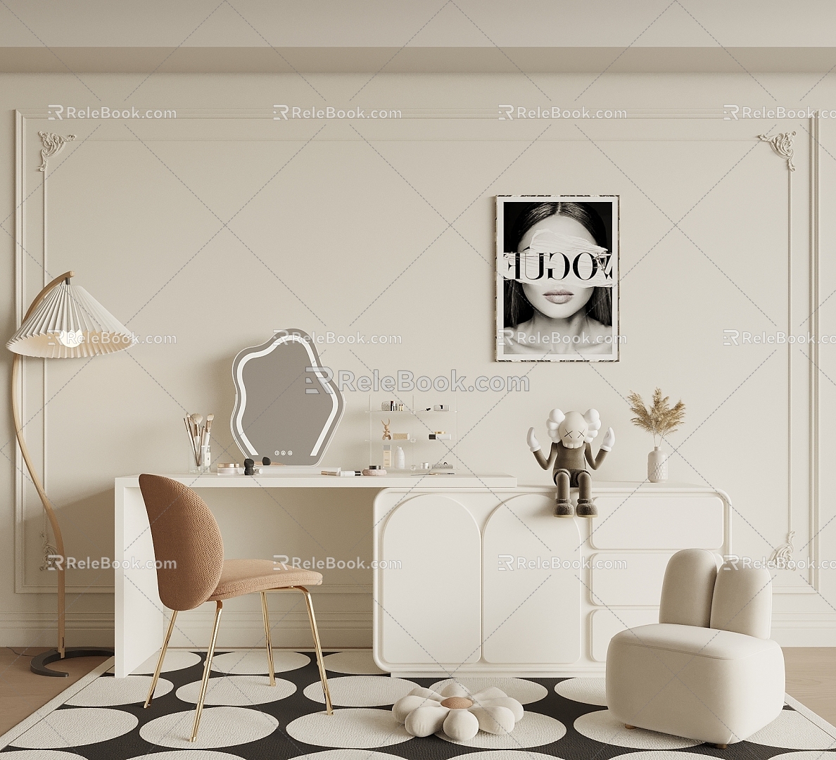 cream wind dresser 3d model