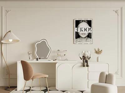 Elegant Entryway Cabinet And Sideboard With Decorative Mirror And Table Lamp 3d model