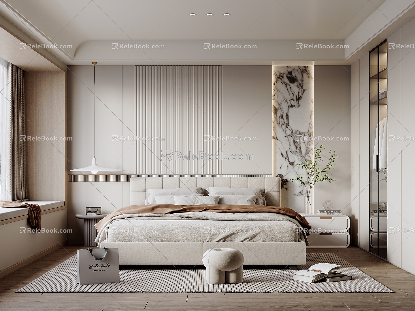 Modern Bedroom Cream Bedroom 3d model