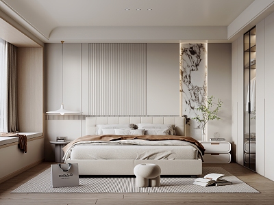 Modern Bedroom Cream Bedroom 3d model