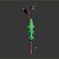 Geometric Green Blue Chameleon On Red Branch With Extended Tongue Green Leaves Dark Background