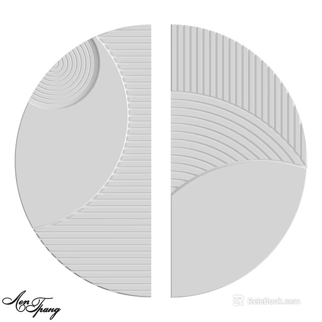 Modern Gray Geometric Components Featuring Symmetrical Lines Curves And Textured Design 3d model 