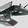Futuristic Black Flying Vehicle Design With Transparent Canopy Propellers And Red Accents