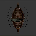 Viking Warrior Dragon Head Ship With Decorated Sail Colored Shields And Oars