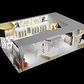 Stylish Clothing Store Exhibition Booth With Mannequins And Modern Design Elements