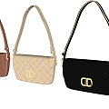 Stylish Quilted Handbags With Brown Beige Black Colors And CD Logo Design