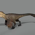 Feathered Dinosaur 3D Model With Open Mouth And Extended Wings Standing Pose
